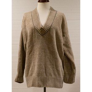 $4995 BRUNELLO CUCINELLI CASHMERE/SILK OVERSIZED V-NECK SWEATER W/ MONILI